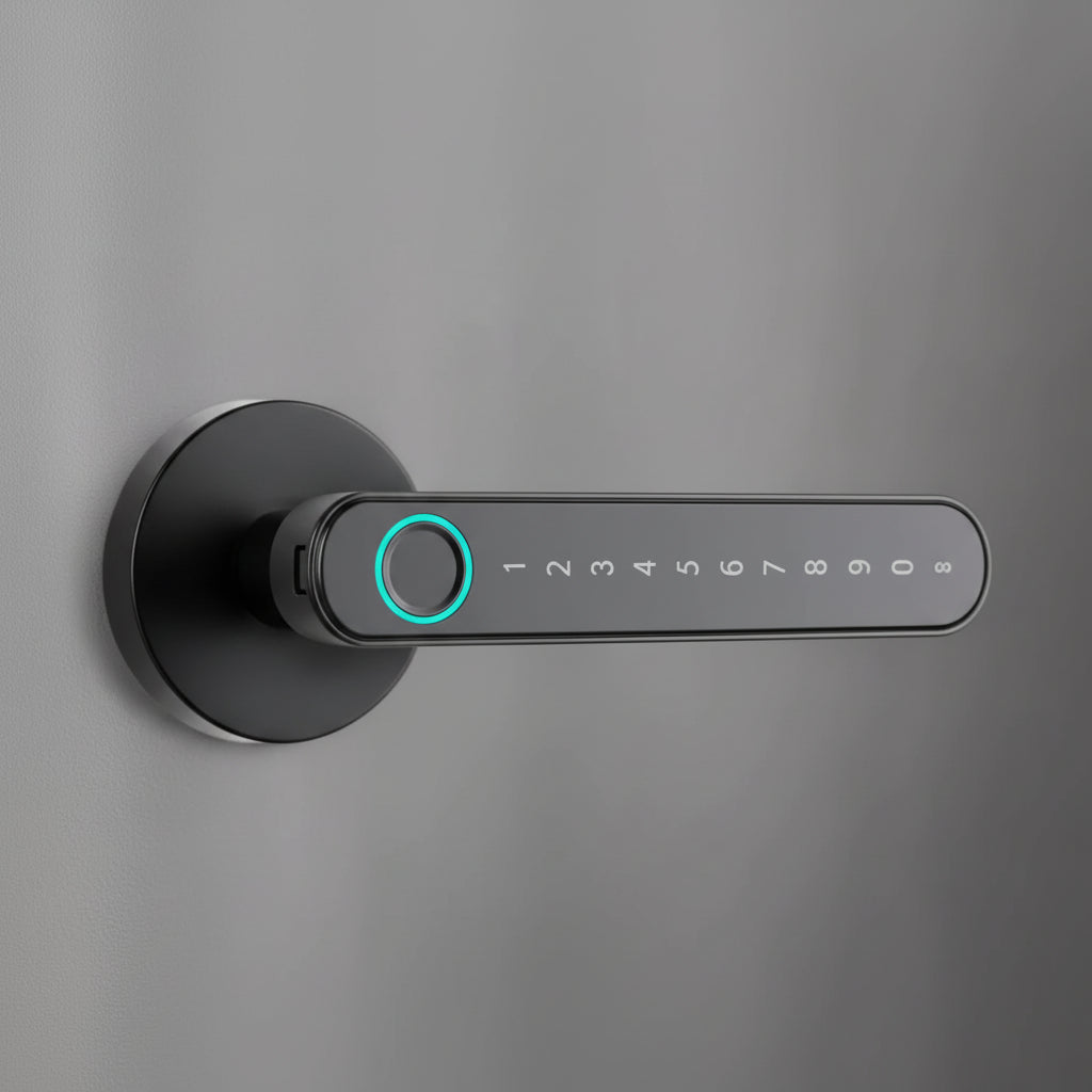 Biometric Fingerprint Smart Lock with Keyless Entry - Black Door Lock with Digital Display
